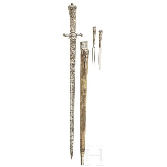 A German silver-mounted hunting hanger, circa 1760