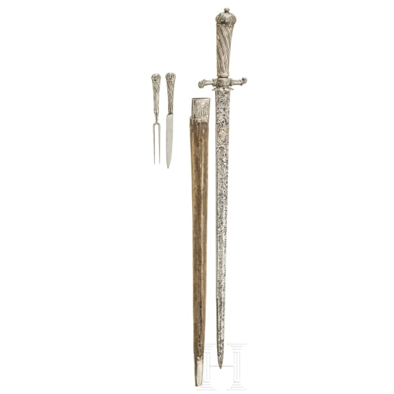 A German silver-mounted hunting hanger, circa 1760