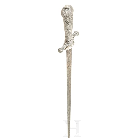 A German silver-mounted hunting hanger, circa 1760