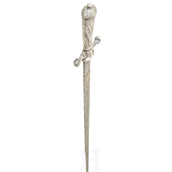 A German silver-mounted hunting hanger, circa 1760