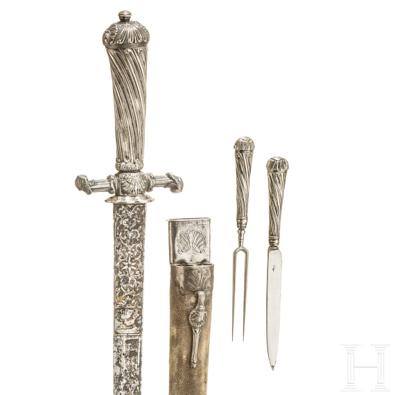 A German silver-mounted hunting hanger, circa 1760