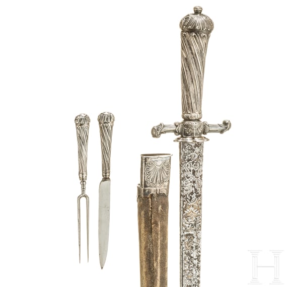 A German silver-mounted hunting hanger, circa 1760