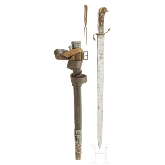 A German silver-mounted hunting hanger, circa 1820