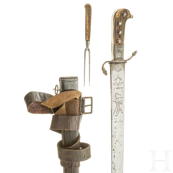 A German silver-mounted hunting hanger, circa 1820