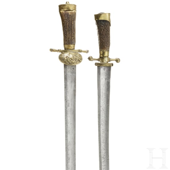 Three German hunting hangers, 19th century