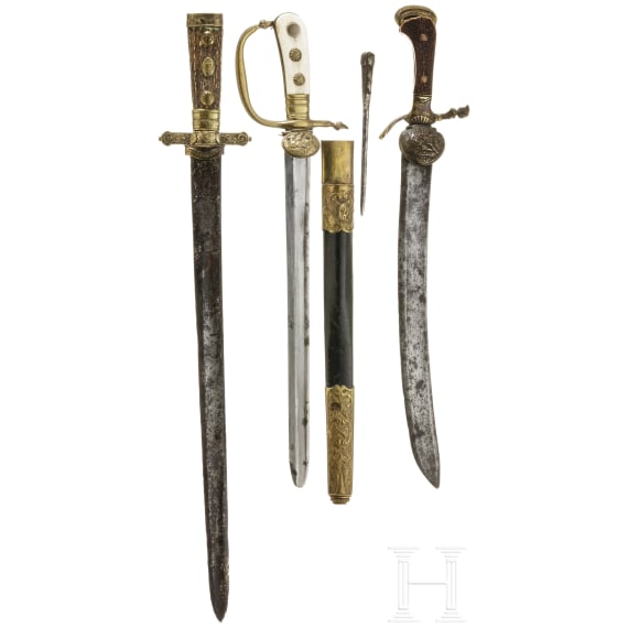 Three German hunting hangers, 19th century