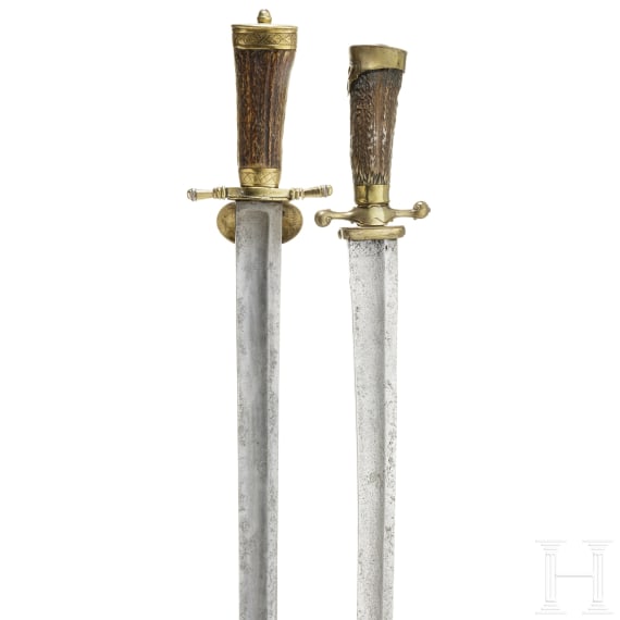 Three German hunting hangers, 19th century