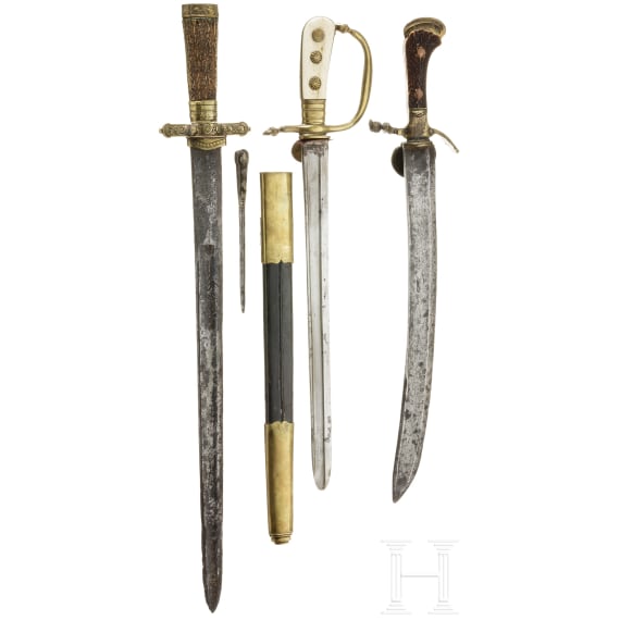 Three German hunting hangers, 19th century