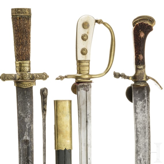 Three German hunting hangers, 19th century