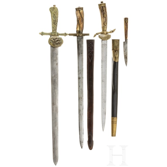 Three German hunting hangers, 19th and 20th century