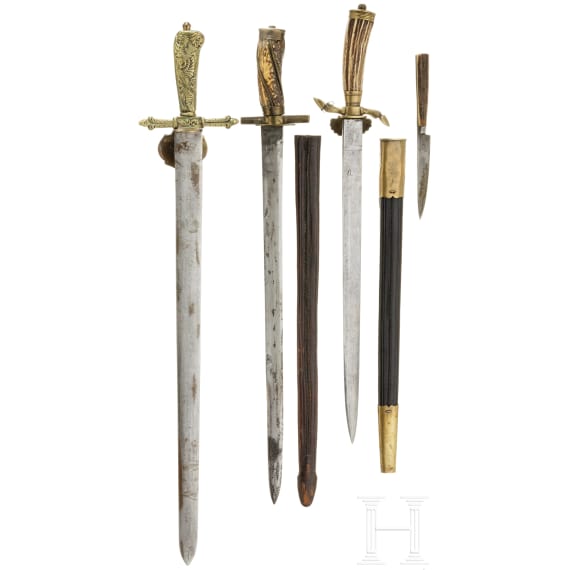 Three German hunting hangers, 19th and 20th century