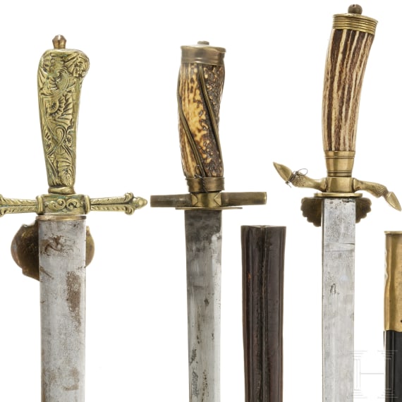Three German hunting hangers, 19th and 20th century