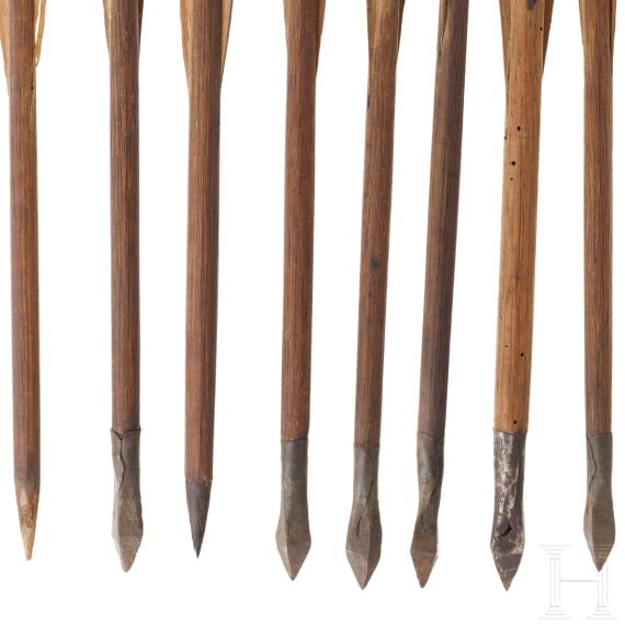 Eight German crossbow bolts, 15th/16th century