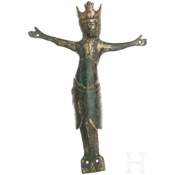 Corpus Christi aus Bronze von einem romanischen Kruzifix, 11. - 12. Jhdt.