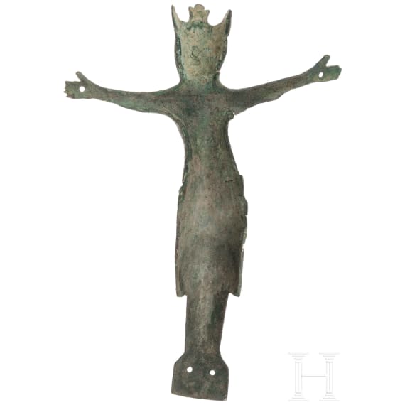 Corpus Christi aus Bronze von einem romanischen Kruzifix, 11. - 12. Jhdt.