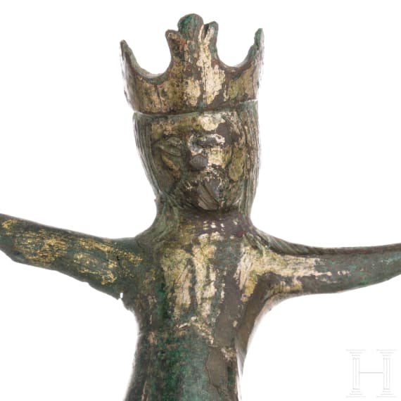Corpus Christi aus Bronze von einem romanischen Kruzifix, 11. - 12. Jhdt.