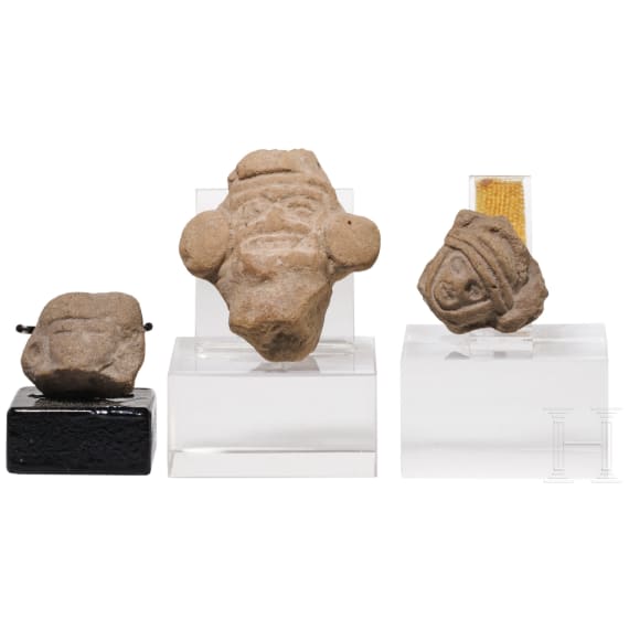 15 Tonköpfe, präkolumbisch, verschiedene Kulturen, 10. - 15. Jhdt.n. Chr.