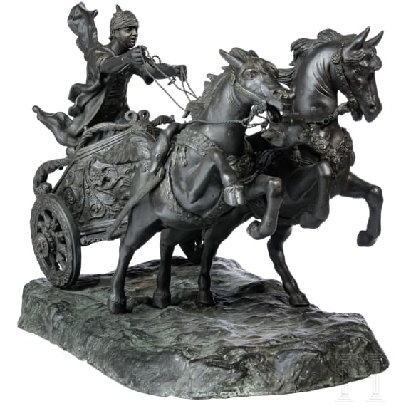Tommaso Campajola (1890 - 1968), schwere Bronzeskulptur "Streitwagen", Italien, 20. Jhdt.
