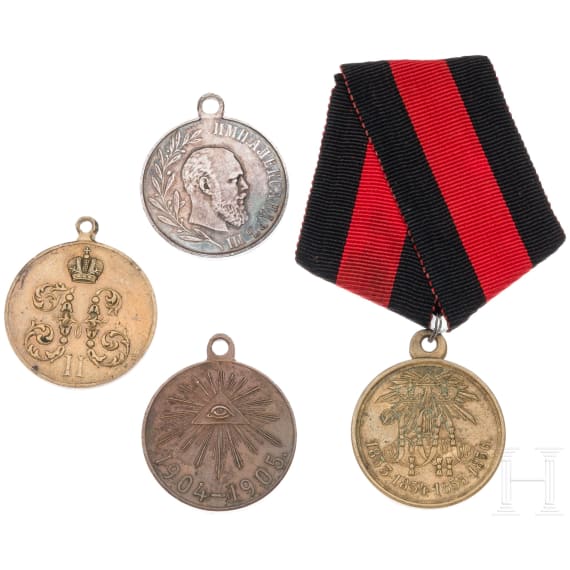 Four Russian commemorative medals, 1853 - 1905