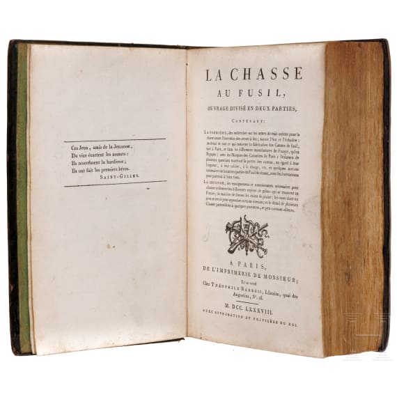 Gervais Fran&ccedil;ois Magn&eacute; de Marolles, "La Chasse Au Fusil" with "Suppl&eacute;ment", Paris, 1788/1791