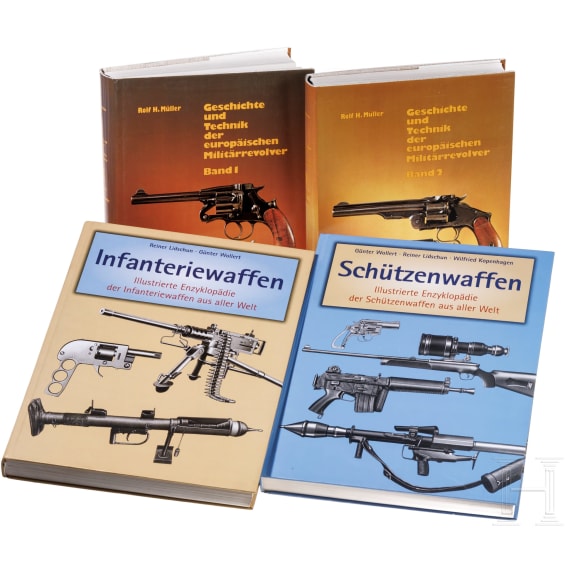 A collection of books on military firearms