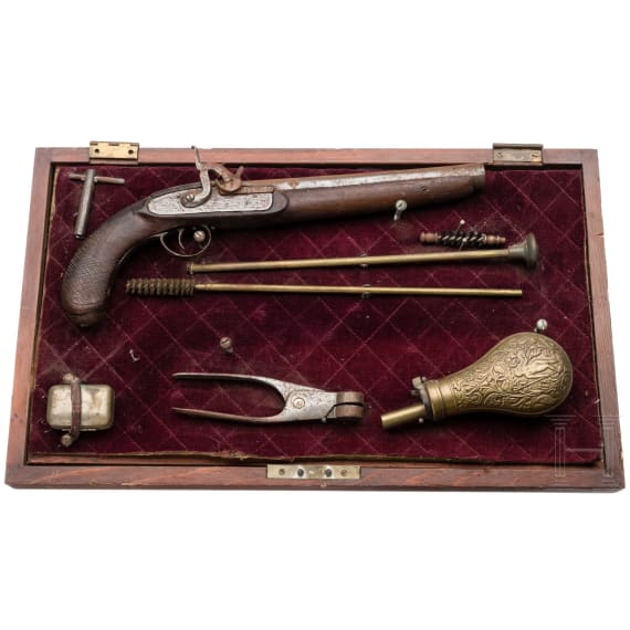 An Afghan percussion pistol and various accessories, 19th century and later
