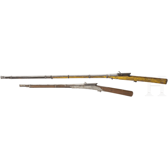 Two Indian matchlock guns, 19th century