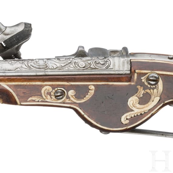 A Victorian collector's replica wheellock pistol made of original parts
