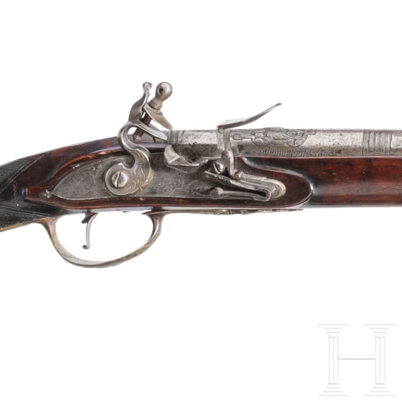 An Austrian flintlock rifle with older barrel by P.P. Schifter in Wiener Neustadt, ca. 1760