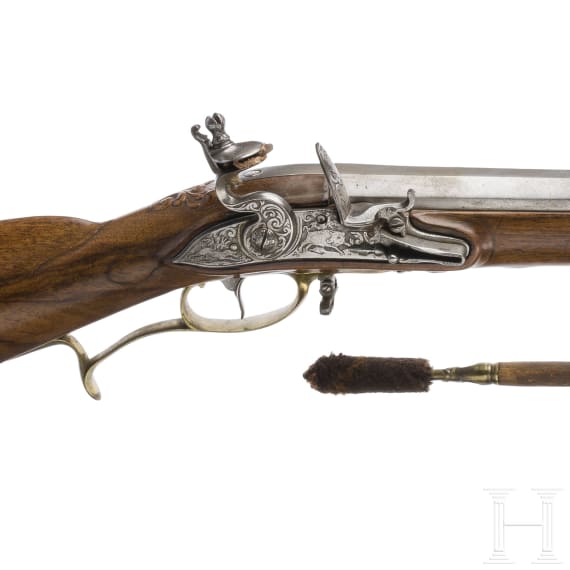 A German flintlock gun, circa 1760