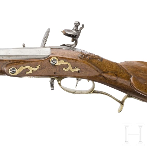 A German flintlock gun, circa 1760
