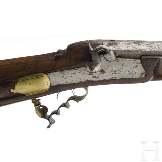 A heavy German target percussion rifle, circa 1800