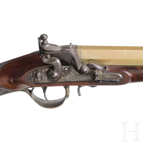 A blunderbuss with spring-loaded bayonet by J. Dawkes in Birmingham, ca. 1800
