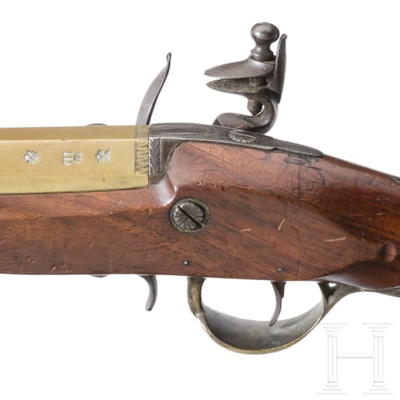 A blunderbuss with spring-loaded bayonet by J. Dawkes in Birmingham, ca. 1800
