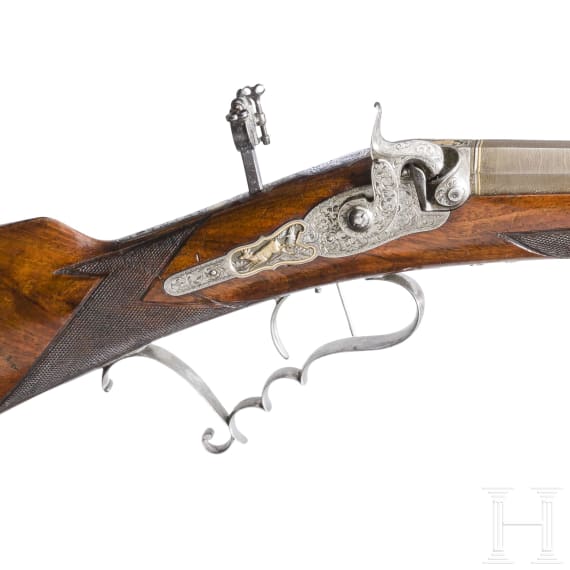 A percussion target rifle by Peter Schenk in Marienbad, circa 1850