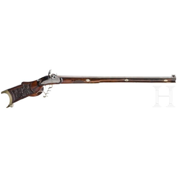 A South German/Austrian target percussion rifle by J. Sanftl, circa 1850