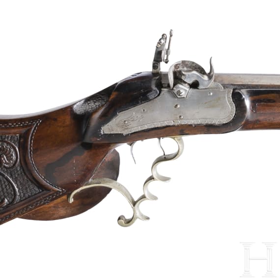 A South German/Austrian target percussion rifle by J. Sanftl, circa 1850