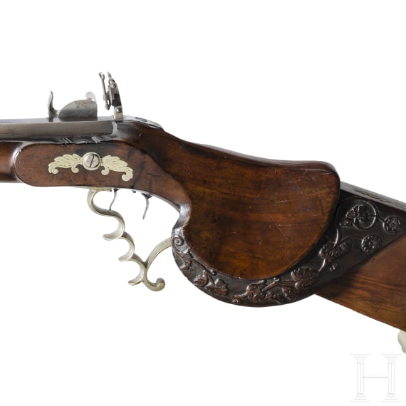 A South German/Austrian target percussion rifle by J. Sanftl, circa 1850