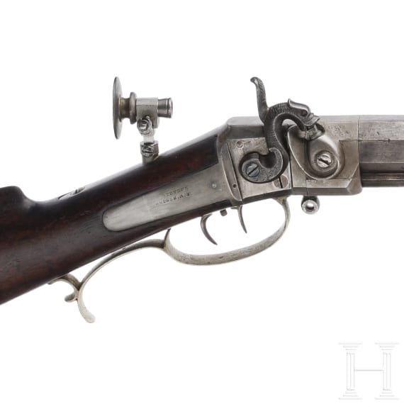 A percussion target rifle by Abijah C. Stevens, Hudson/N.Y., circa 1860