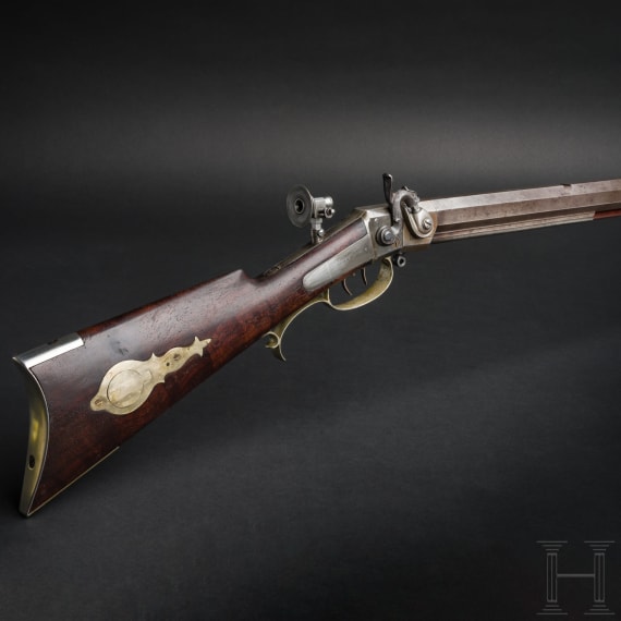 A percussion target rifle by Abijah C. Stevens, Hudson/N.Y., circa 1860