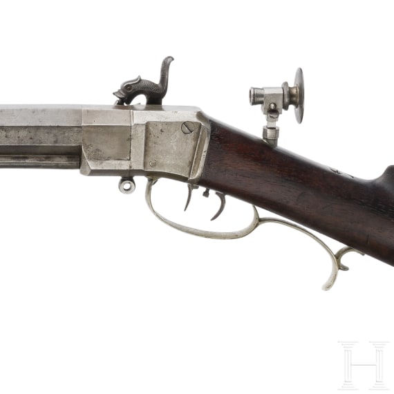 A percussion target rifle by Abijah C. Stevens, Hudson/N.Y., circa 1860