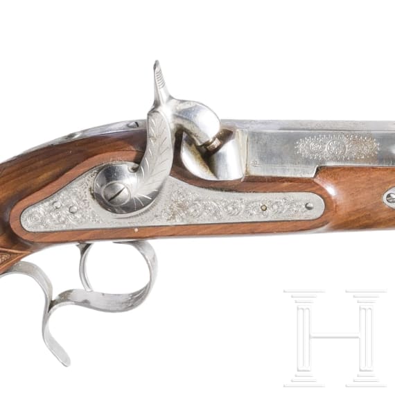 A percussion pistol and rifle, Italian replicas