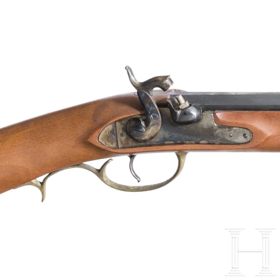 A percussion pistol and rifle, Italian replicas