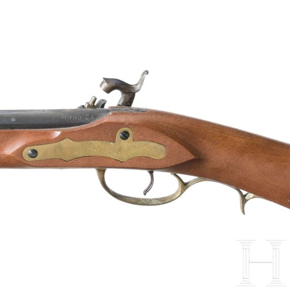 A percussion pistol and rifle, Italian replicas