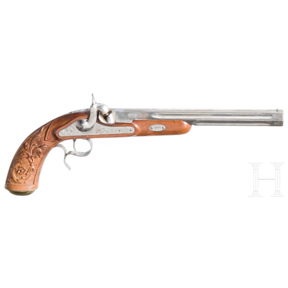 A percussion pistol and rifle, Italian replicas