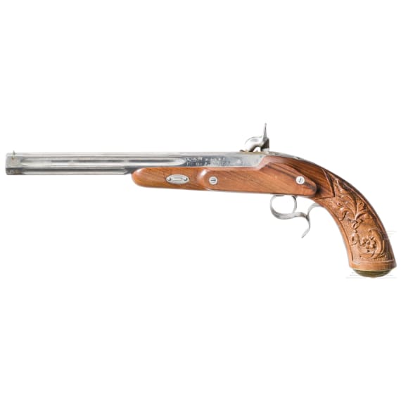 A percussion pistol and rifle, Italian replicas
