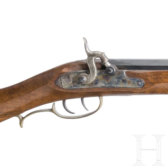A percussion rifle, replica in the style of the so-called "Kentucky Rifle"