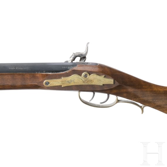 A percussion rifle, replica in the style of the so-called "Kentucky Rifle"