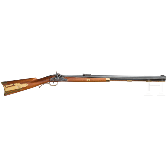 A percussion rifle, replica in the style of the so-called "Hawken Rifle"