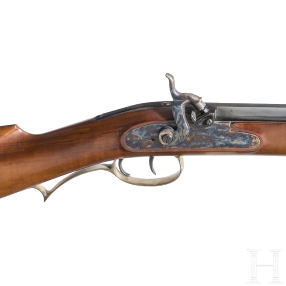 A percussion rifle, replica in the style of the so-called "Hawken Rifle"